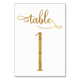 Gold faux folie 3.5x5 tafel nummer kaart | Tabel 1