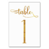 Gold faux folie 3.5x5 tafel nummer kaart | Tabel 1 (Achterkant)