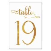 Gold faux folie 3.5x5 tafel nummer | Tabel 19 Kaart (Voorkant)