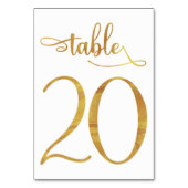 Gold faux folie 3.5x5 tafel nummer | Tabel 20 Kaart (Voorkant)