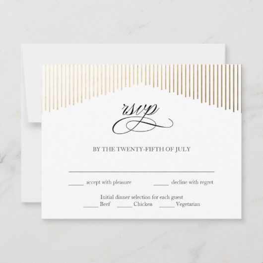 Gold Faux Folie Angles Art Deco RSVP Card (Voorkant)