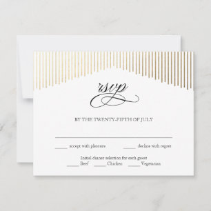 Gold Faux Folie Angles Art Deco RSVP Card Kaartje