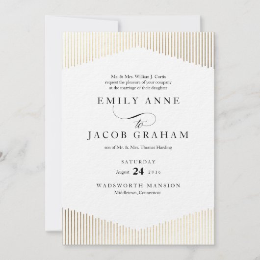 Gold Faux Folie Angles Art Deco Weddenschap Kaart (Voorkant)