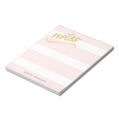 Gold Faux Folie Blush Pink Stripes and Name Notiti Notitieblok (Linkerzijde)