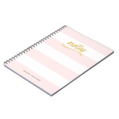 Gold Faux Folie Blush Pink Stripes Patroonnaam Notitieboek (Linkerzijde)