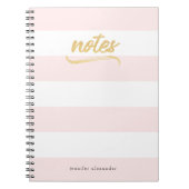 Gold Faux Folie Blush Pink Stripes Patroonnaam Notitieboek (Voorkant)