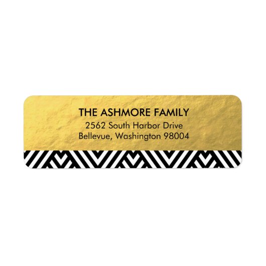 Gold Faux Folie Chevron Adres Label (Voorkant)