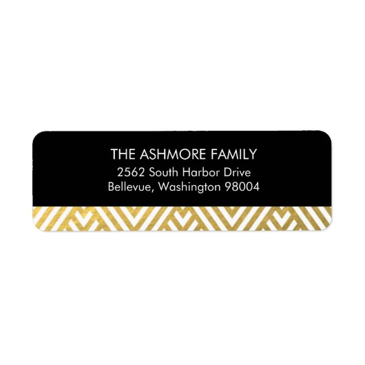 Gold Faux Folie Chevron Adres Label (Voorkant)