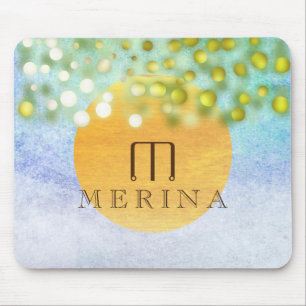 Gold Faux Folie Confetti Glitter Moon Personaliser Muismat