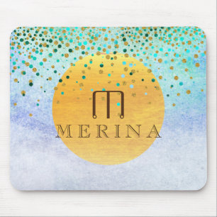 Gold Faux Folie Confetti Glitter Moon Personaliser Muismat