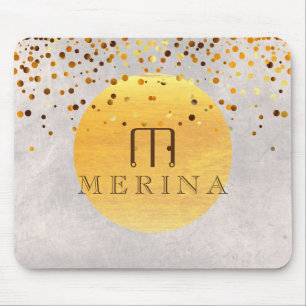Gold Faux Folie Confetti Glitter Moon Personaliser Muismat