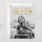 Gold Faux Folie Confetti Save the Date Briefkaart (Voorkant / Achterkant)