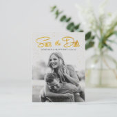 Gold Faux Folie Confetti Save the Date Briefkaart (Staand voorkant)