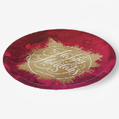 Gold Faux Folie Holiday Kerstmis Rood Waterverf Papieren Bordje (Gekanteld)