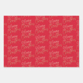 Gold Faux Folie Merry-kerstrood Inpakpapier Vel (Voorkant)
