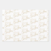 Gold Faux Folie Merry KerstWhite Inpakpapier Vel (Voorkant)