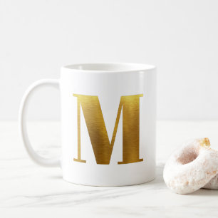 Gold Faux Folie Monogram M Koffiemok