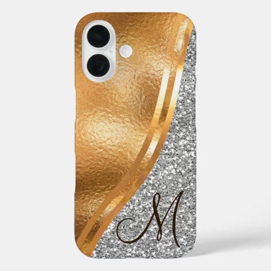 Gold Faux Folie, naam en monogram Hoesje-Mate iPho Case-Mate iPhone Case (Achterkant)