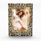 Gold Faux-Folie op Leopard Print Photo Block Fotoblokken (Voorkant)