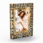 Gold Faux-Folie op Leopard Print Photo Block Fotoblokken (Links)