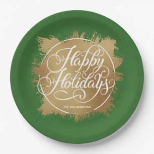 Gold Faux Folie Prettige feestdagen Green Papieren Bordje