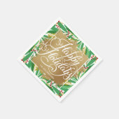 Gold Faux Folie Prettige feestdagen Greenery Berri Servet (Hoek)