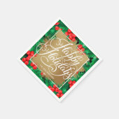 Gold Faux Folie Prettige feestdagen Holly Berries Servet (Hoek)