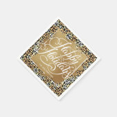 Gold Faux-Folie Prettige feestdagen luipaard afdru Servet (Hoek)