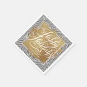 Gold Faux Folie Prettige feestdagen Modern Black Servet (Hoek)