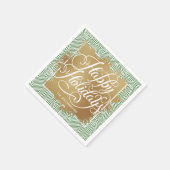 Gold Faux Folie Prettige feestdagen Modern Green Servet (Hoek)