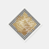 Gold Faux-Folie Prettige feestdagen zwarte cheque Servet (Hoek)