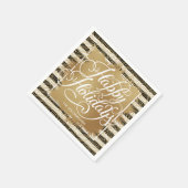 Gold Faux-Folie Prettige feestdagen zwarte witte s Servet (Hoek)