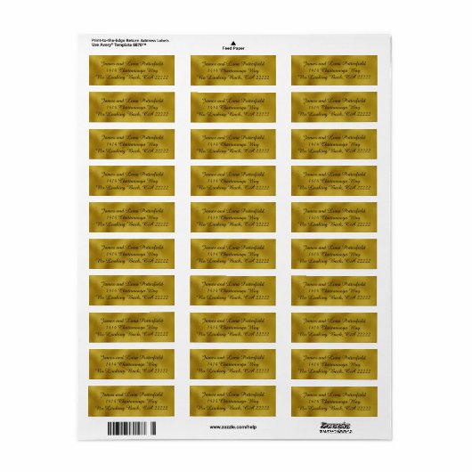 Gold faux folie Return Address Labels (Full Sheet)