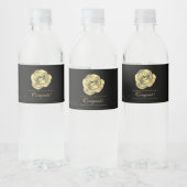 Gold Faux Folie Roos Waterfles Etiket (Flessen)
