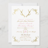Gold Faux Folie Rustic Deer Antlers Sweet 16 Party Kaart (Voorkant)