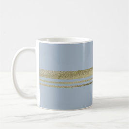 Gold Faux Folie Stripes Medical Light Blue Caduceu Koffiemok