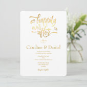 Gold Faux Folie Typography Wedding Invitation Kaart (Staand voorkant)