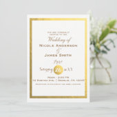 Gold Faux Folie White Elegant Minimal Wedding Kaart (Staand voorkant)