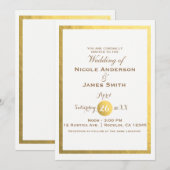 Gold Faux Folie White Elegant Minimal Wedding Kaart (Voorkant / Achterkant)
