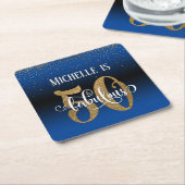Gold Faux Glitter 50 en Fabulous Blue Ombre Kartonnen Onderzetters (Schuin)