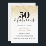 Gold Faux Glitter 50 & Fabulous 50th Birthday Kaart<br><div class="desc">Kan volledig worden aangepast aan uw behoeften. © Gorjo Design. Gemaakt voor je via het Zazzle platform. // Op zoek naar overeenkomende objecten? Andere kantoorbenodigdheden uit de set die beschikbaar is in de afdeling "collecties" van mijn winkel. // Hulp nodig bij het aanpassen van uw ontwerp? Heb je andere ideeën?...</div>