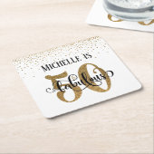 Gold Faux Glitter 50 & Fabulous White Birthday Kartonnen Onderzetters (Schuin)