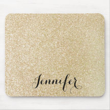 Gold Faux Glitter Aangepaste scriptnaam Muismat