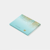 Gold Faux Glitter Aqua Ombre - Aangepast Post-it® Notes (Schuin)