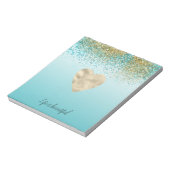 Gold Faux Glitter Aqua Ombre Heart Notitieblok (Linkerzijde)