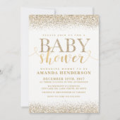 Gold Faux Glitter Baby shower Invitation Kaart (Voorkant)