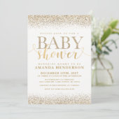 Gold Faux Glitter Baby shower Invitation Kaart (Staand voorkant)