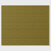 Gold Faux Glitter & Black Ikat Chevron Cadeaupapier (Vlak)