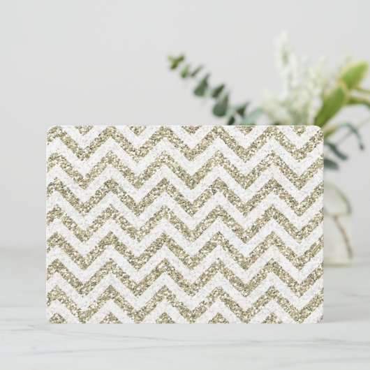 Gold Faux Glitter Chevron Kaart (Staand voorkant)