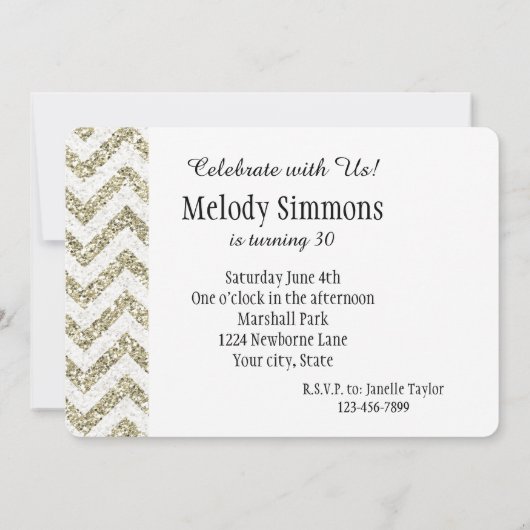 Gold Faux Glitter Chevron Kaart (Achterkant)